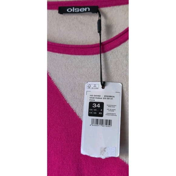 Olsen Cora Vivid Pink Marbled Knit Sweater NWT Relaxed Fit Size 4/XS - Picture 4 of 7